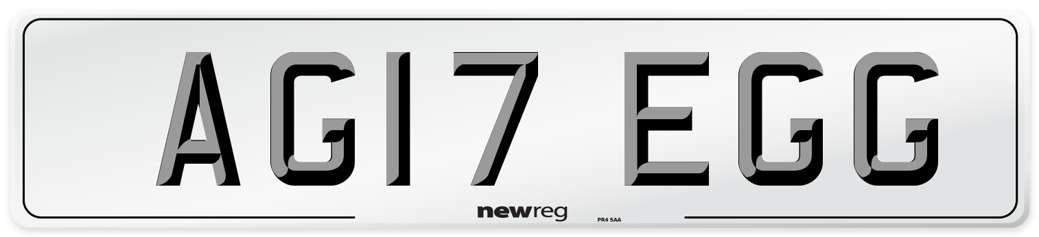AG17 EGG Number Plate from New Reg